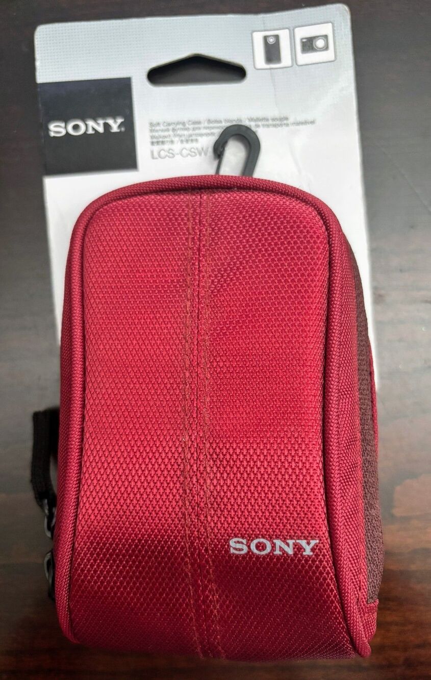 Sony LCS-CSW Compact Camera Pouch Belt Loop - Red, Maroon